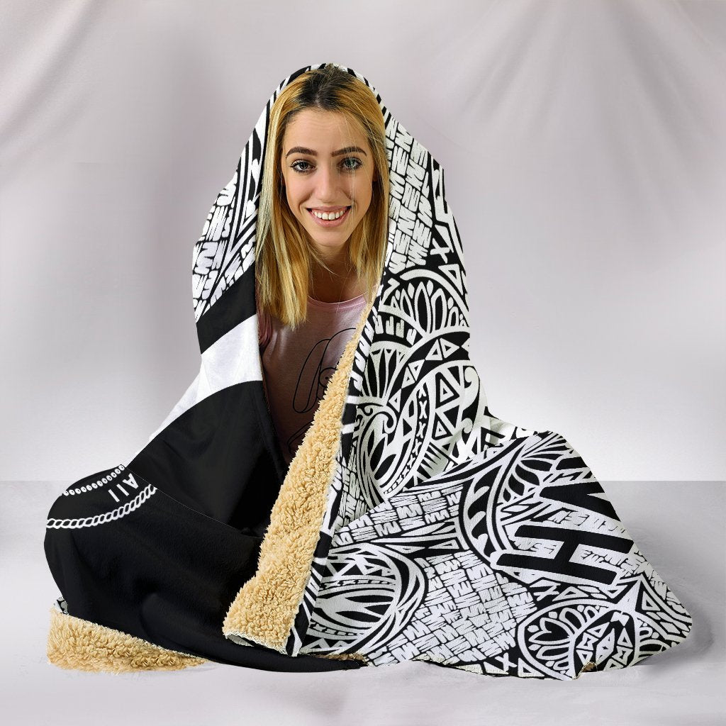 Hawaii Polynesian Hooded Blanket - Circle Style 01 J1-HOODED BLANKETS (P)-Alohawaii-Hooded Blanket-Youth 60"x45"-White-Vibe Cosy™