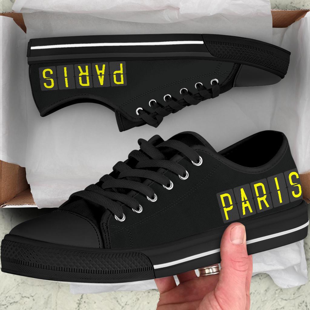 Airport Destinations PARIS - Low Top Canvas Shoes-Amaze Style™-Womens Low Top - Airport Destinations PARIS - Low Top Canvas Shoes-US5.5 (EU36)-Vibe Cosy™