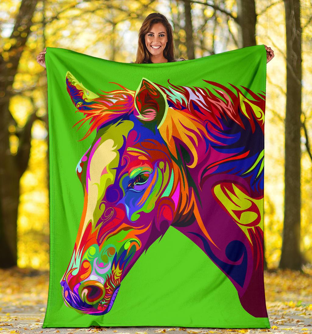 Cavallo Colorato/Verde - Coperta in Pile -Amaze Style™-Premium BlanketCavallo Colorato/Verde - Coperta in Pile -Youth (56 x 43 inches / 140 x 110 cm)-Vibe Cosy™