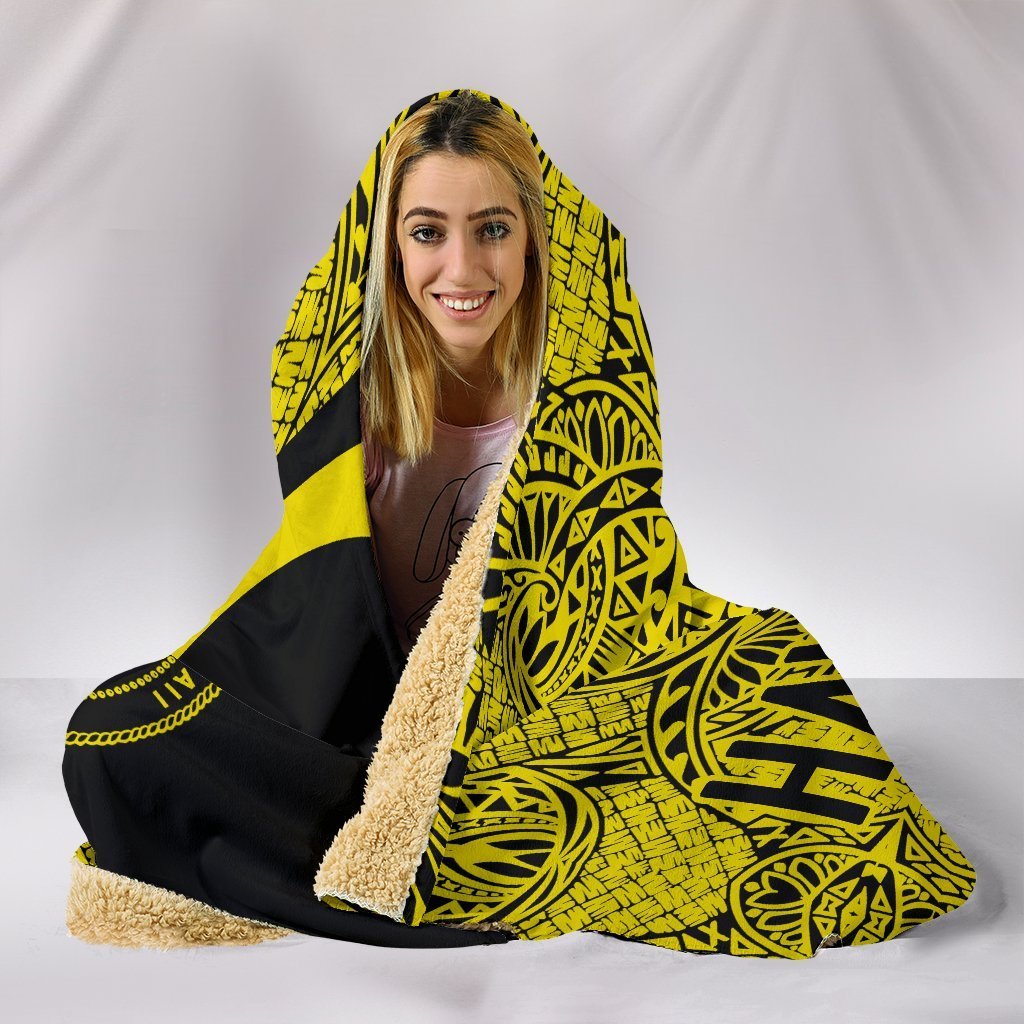 Hawaii Polynesian Hooded Blanket - Circle Style 04 J1-HOODED BLANKETS (P)-Alohawaii-Hooded Blanket-Youth 60"x45"-Black-Vibe Cosy™