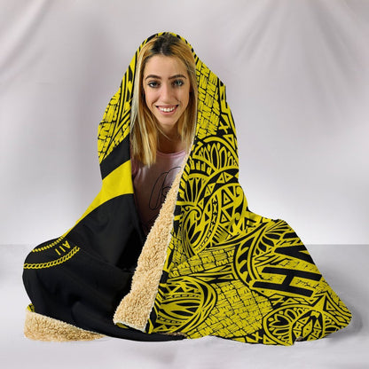 Hawaii Polynesian Hooded Blanket - Circle Style 04 J1-HOODED BLANKETS (P)-Alohawaii-Hooded Blanket-Youth 60"x45"-Black-Vibe Cosy™