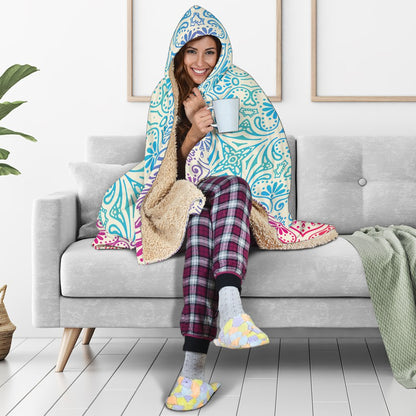 Bohemian Blue Ombre (Sweet Corn) - Hooded Blankets-Amaze Style™-Hooded BlanketBohemian Blue Ombre (Sweet Corn) - Hooded Blankets-Youth 60"x45"-Vibe Cosy™