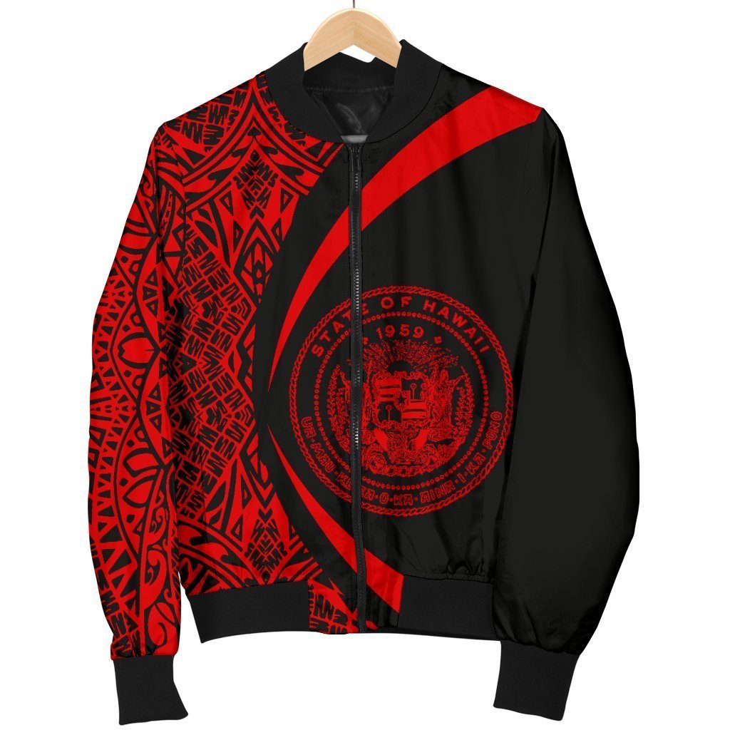 Hawaii Coat Of Arm Women's Bomber Jacket - Circle Style 02 - AH - J1-BOMBER JACKETS (P)-Phaethon-Women's Bomber Jacket-S-White-Vibe Cosy™