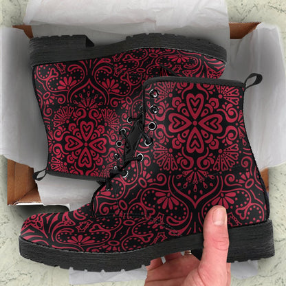 Bohemian Fiesta (Red Jester) - Vegan Leather Boots-Amaze Style™-Women's Leather Boots - Bohemian Fiesta (Red Jester) - Vegan Leather Boots-US5 (EU35)-Vibe Cosy™