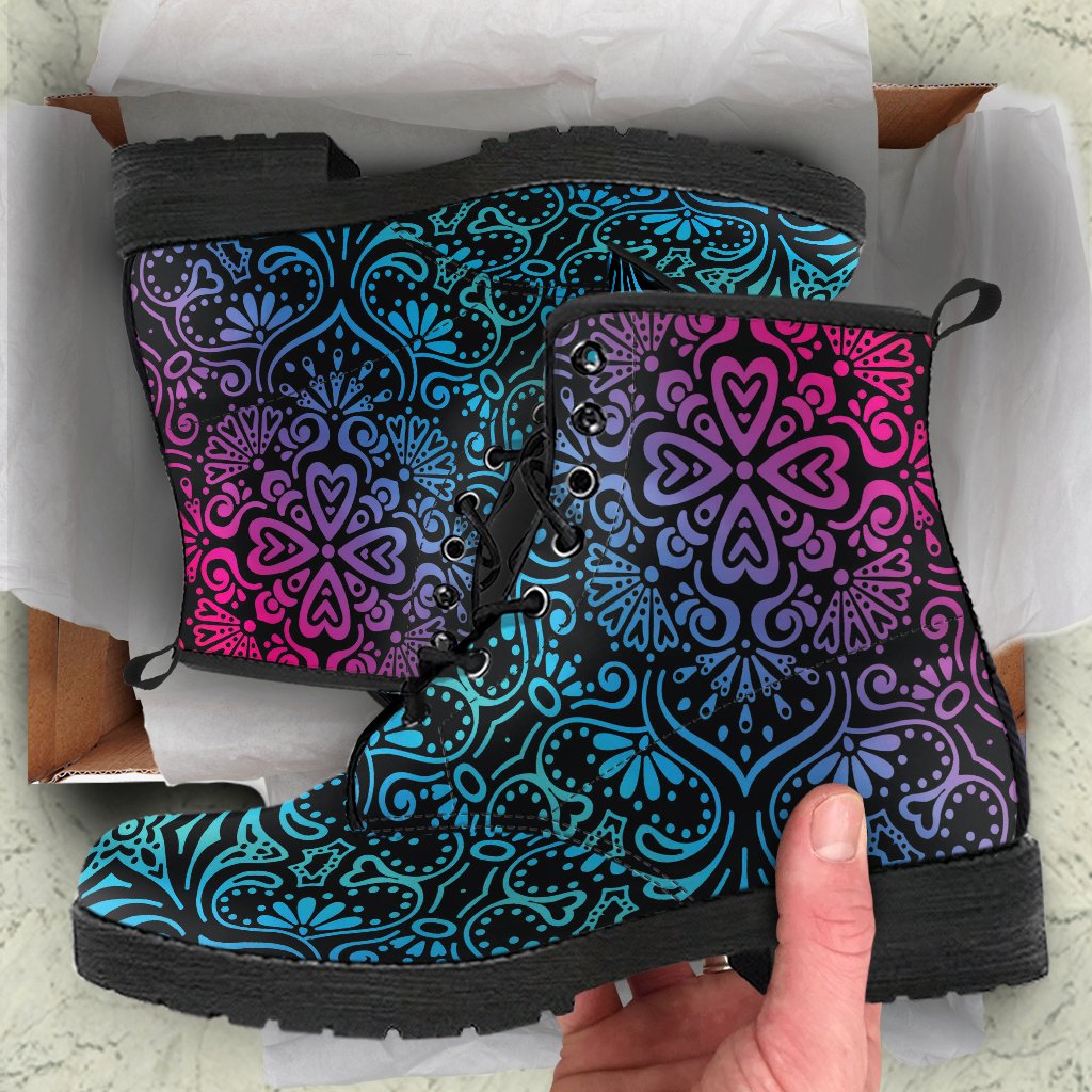 Bohemian Rainbow (Black) - Vegan Leather Boots-Amaze Style™-Women's Leather Boots - Bohemian Rainbow (Black) - Vegan Leather Boots-US5 (EU35)-Vibe Cosy™