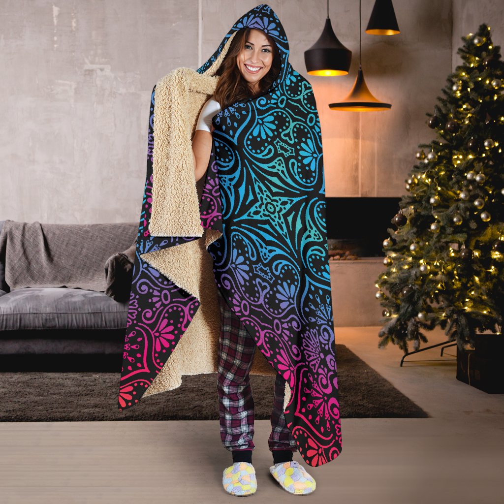 Bohemian Rainbow (Black) - Hooded Blankets-Amaze Style™-Hooded BlanketBohemian Rainbow (Black) - Hooded Blankets-Youth 60"x45"-Vibe Cosy™