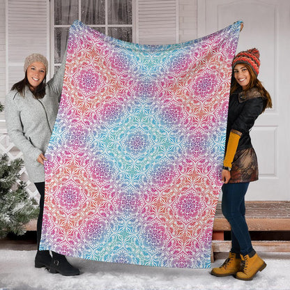 Bohemian Blue Ombre (White) - Throw Blankets-Amaze Style™-Premium BlanketBohemian Blue Ombre (White) - Throw Blankets-Youth (56 x 43 inches / 140 x 110 cm)-Vibe Cosy™