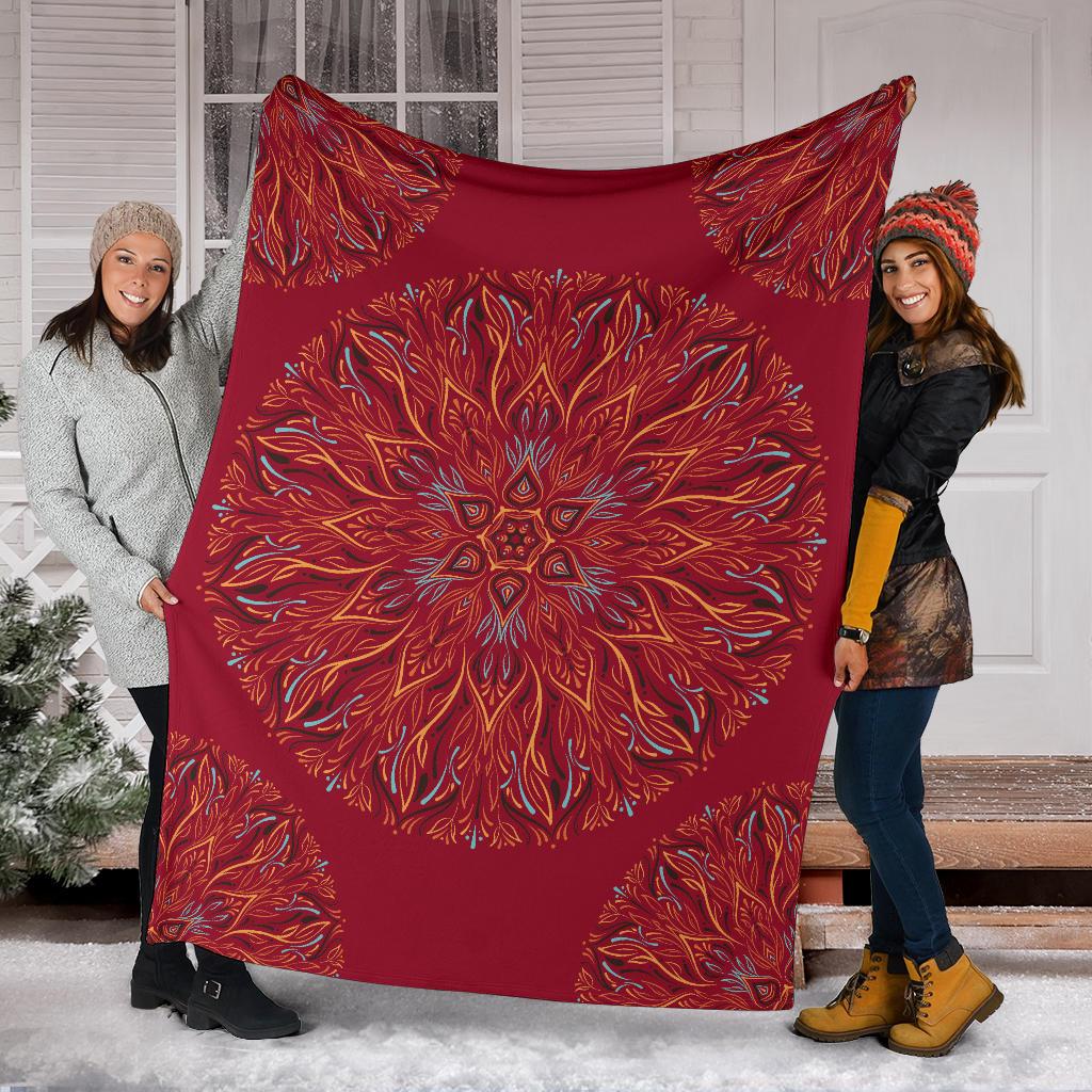 Mandala P1 (Jester Red) - Throw Blankets-Amaze Style™-Premium BlanketMandala P1 (Jester Red) - Throw Blankets-Youth (56 x 43 inches / 140 x 110 cm)-Vibe Cosy™