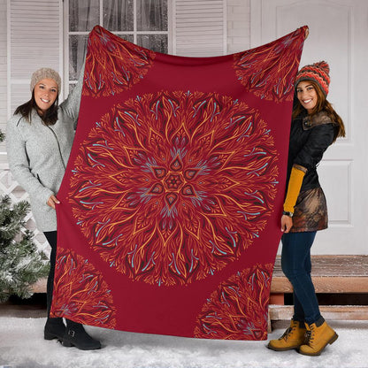 Mandala P1 (Jester Red) - Throw Blankets-Amaze Style™-Premium BlanketMandala P1 (Jester Red) - Throw Blankets-Youth (56 x 43 inches / 140 x 110 cm)-Vibe Cosy™