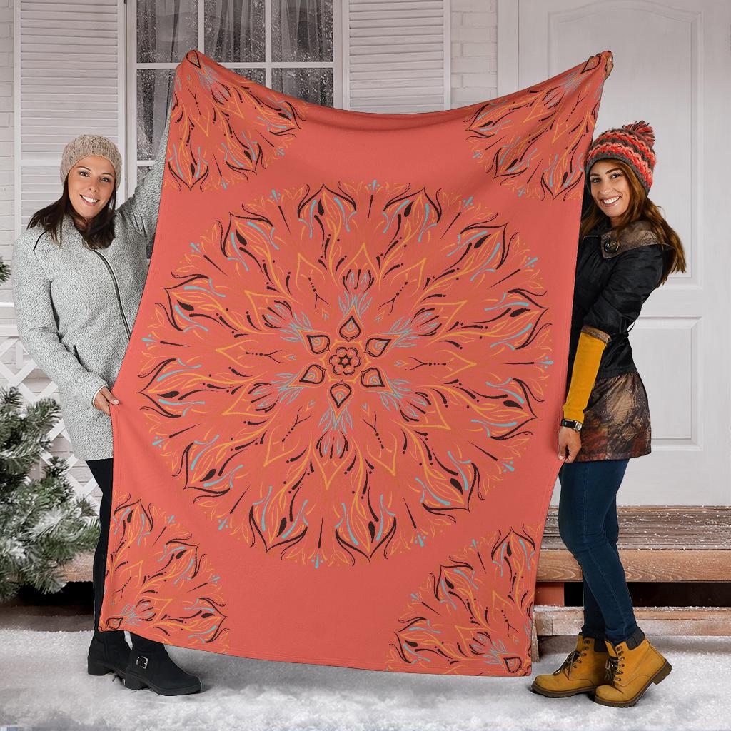 Mandala P1 (Living Coral) - Throw Blankets-Amaze Style™-Premium BlanketMandala P1 (Living Coral) - Throw Blankets-Youth (56 x 43 inches / 140 x 110 cm)-Vibe Cosy™
