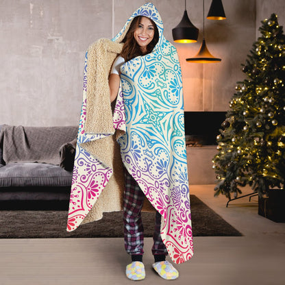 Bohemian Blue Ombre (Sweet Corn) - Hooded Blankets-Amaze Style™-Hooded BlanketBohemian Blue Ombre (Sweet Corn) - Hooded Blankets-Youth 60"x45"-Vibe Cosy™