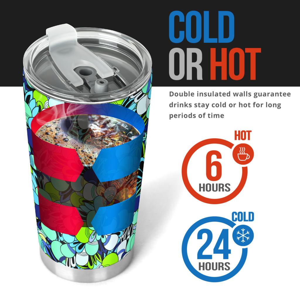 Funky Patterns in Blues - Travel Tumbler-Amaze Style™-Tumbler - Funky Patterns in Blues - Travel Tumbler-20oz Large-Vibe Cosy™