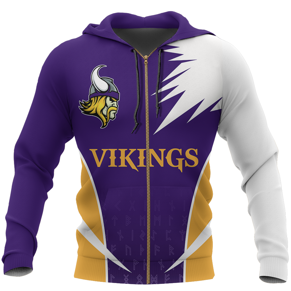 Vikings Active Hoodie-ALL OVER PRINT HOODIES-HP Arts-Zipped Hoodie-S-Vibe Cosy™
