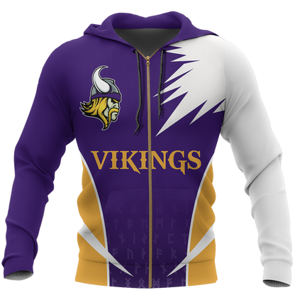 Vikings Active Hoodie-ALL OVER PRINT HOODIES-HP Arts-Zipped Hoodie-S-Vibe Cosy™
