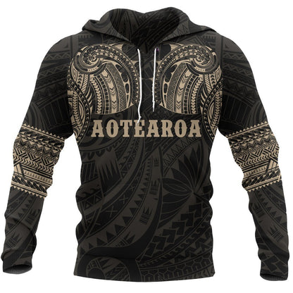 Aotearoa Maori Tattoo All Over Hoodie Gold PL-Apparel-PL8386-Hoodie-S-Vibe Cosy™