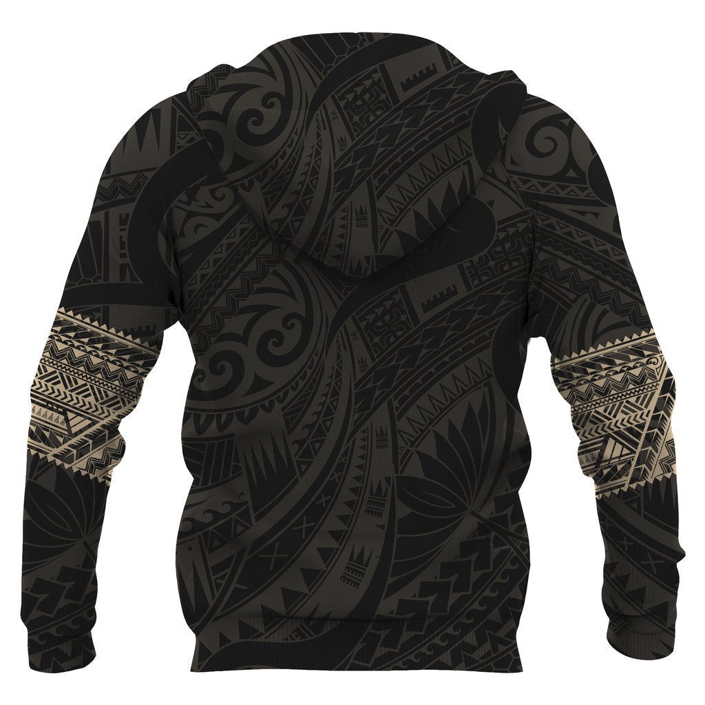 Aotearoa Maori Tattoo All Over Hoodie Gold PL-Apparel-PL8386-Hoodie-S-Vibe Cosy™