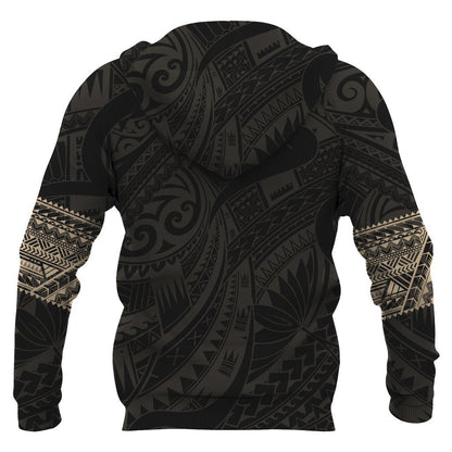 Aotearoa Maori Tattoo All Over Hoodie Gold PL-Apparel-PL8386-Hoodie-S-Vibe Cosy™