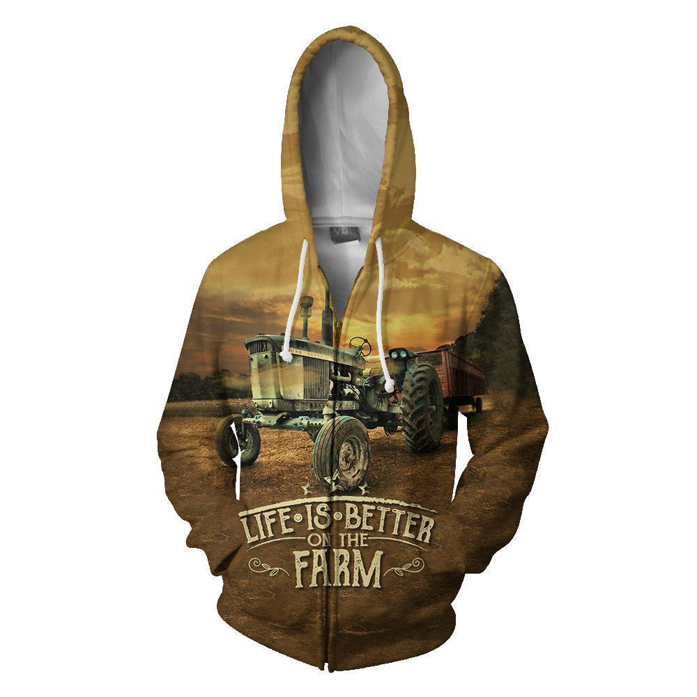 Life Is Better On The Farm Hoodie-Apparel-HD09-Zipped Hoodie-S-Vibe Cosy™