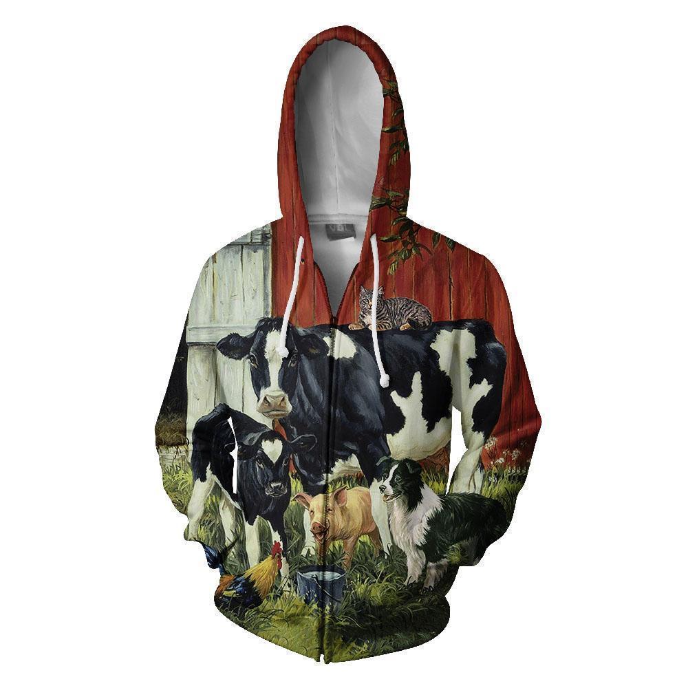 Animal in my famer-Apparel-HD09-Zipped Hoodie-S-Vibe Cosy™