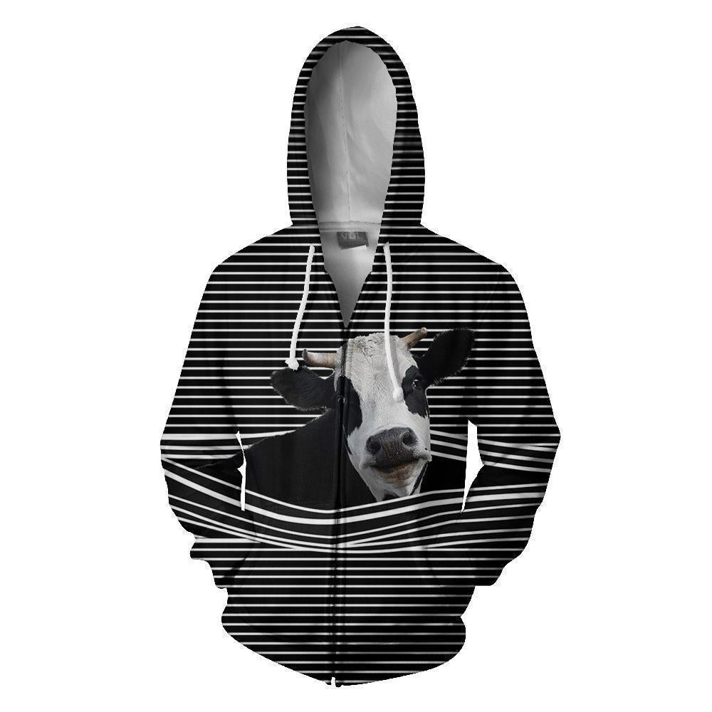 Cow With Black Farm-Apparel-HD09-Zipped Hoodie-S-Vibe Cosy™