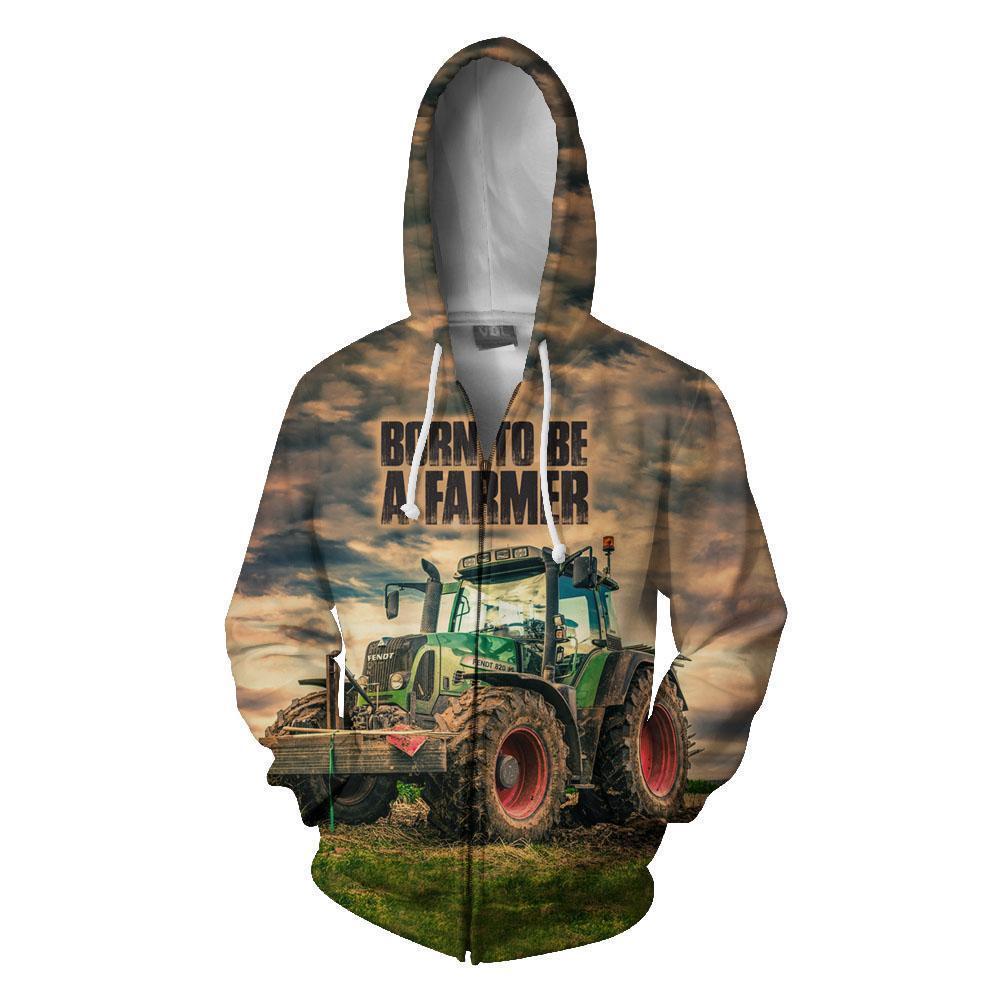 Born To Be a Farmer Hoodie-Apparel-HD09-Zipped Hoodie-S-Vibe Cosy™