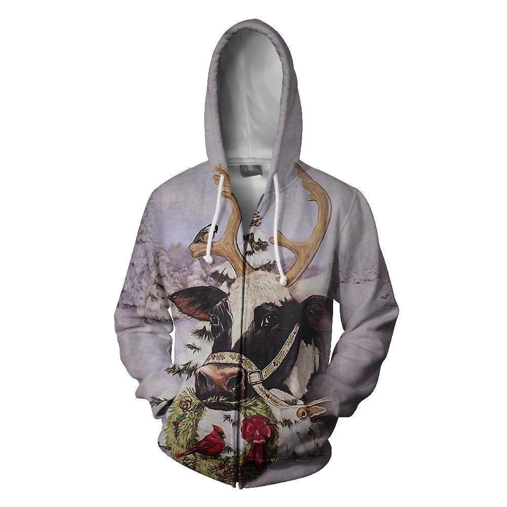 Cow Christmas Shirts-Apparel-HD09-Zipped Hoodie-S-Vibe Cosy™