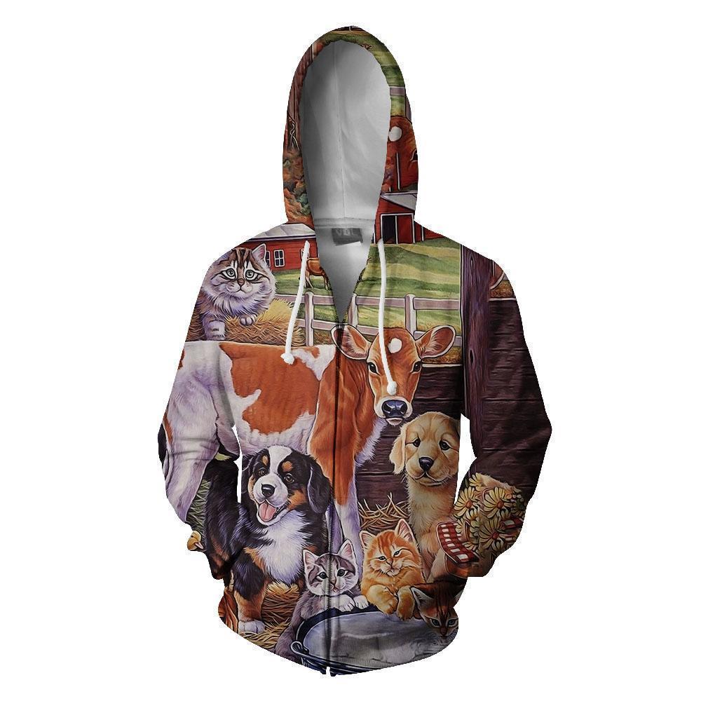 3D All Over Printed Beautiful Cow Hoodie-Apparel-HD09-Zipped Hoodie-S-Vibe Cosy™