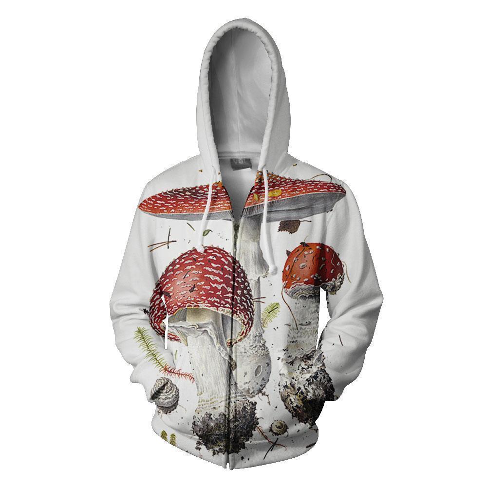 Beautiful Forest Mushrooms Art all over-Apparel-NTH-Zipped Hoodie-S-Vibe Cosy™