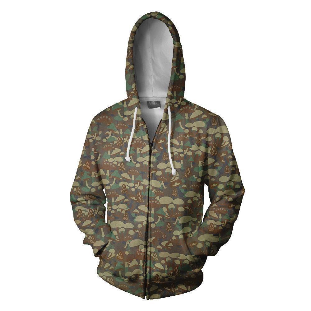 Mushroom Art all over-Apparel-NTH-Zipped Hoodie-S-Vibe Cosy™