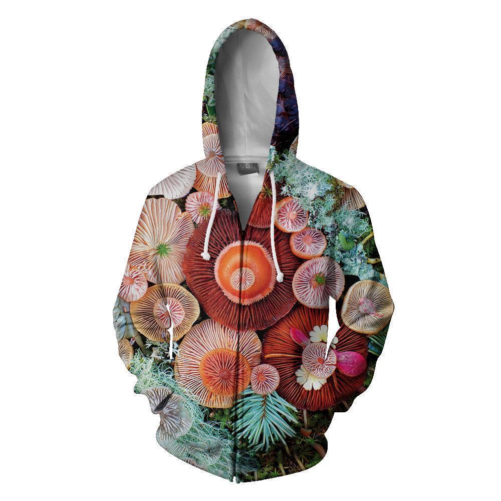 Vibrant Mushroom-Apparel-NTH-Zipped Hoodie-S-Vibe Cosy™