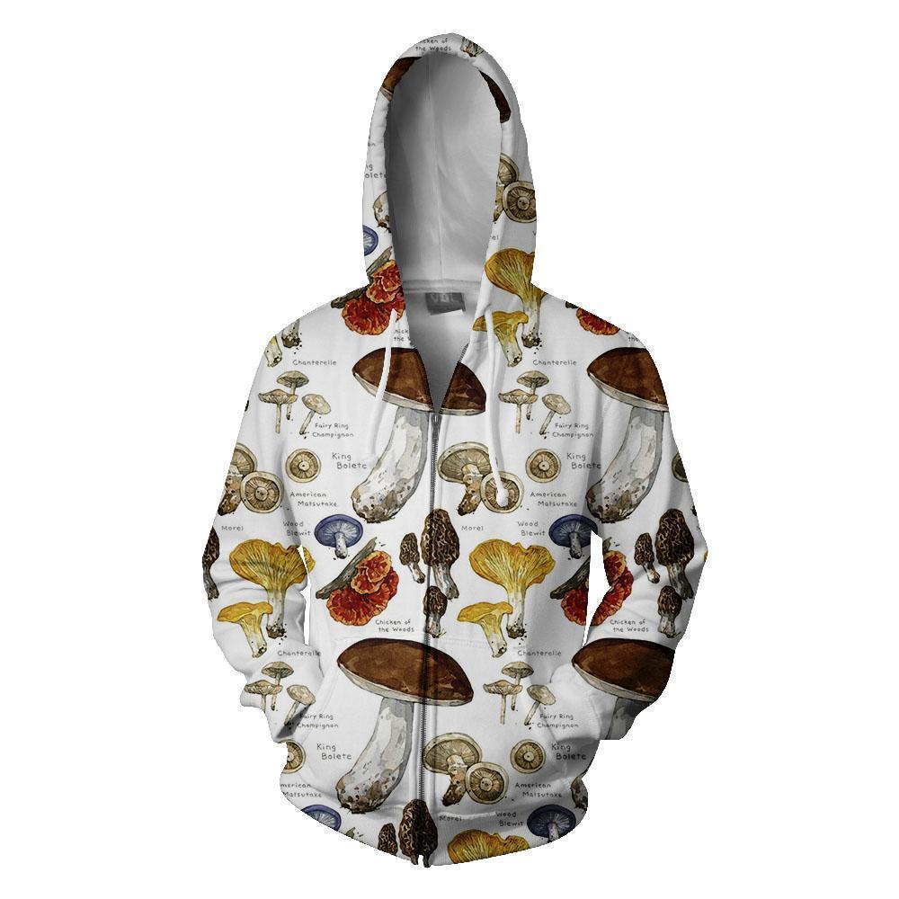 Mushroom Champignons-Apparel-NTH-Zipped Hoodie-S-Vibe Cosy™