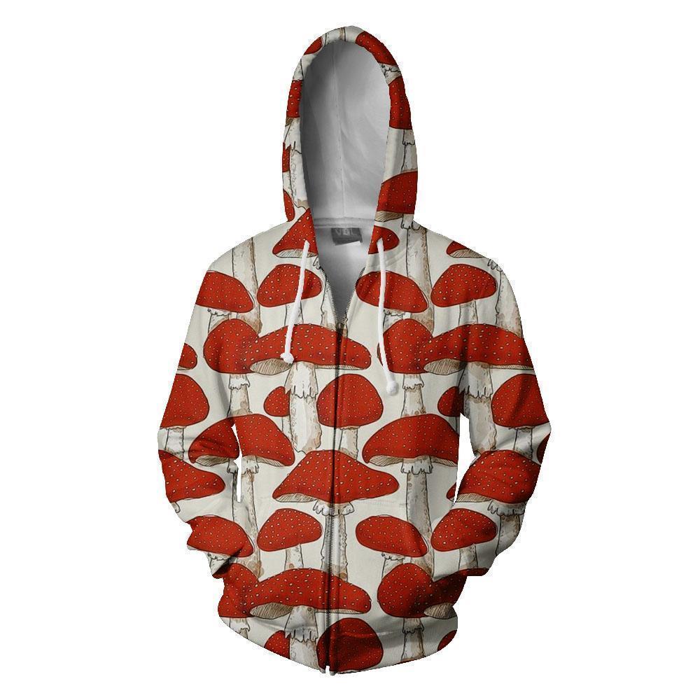 Amanita Muscaria Mushroom-Apparel-NTH-Zipped Hoodie-S-Vibe Cosy™