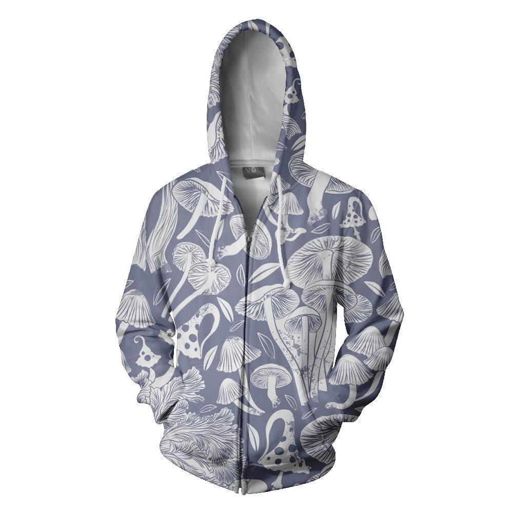 Mushroom Art All Over-Apparel-HD09-Zipped Hoodie-S-Vibe Cosy™