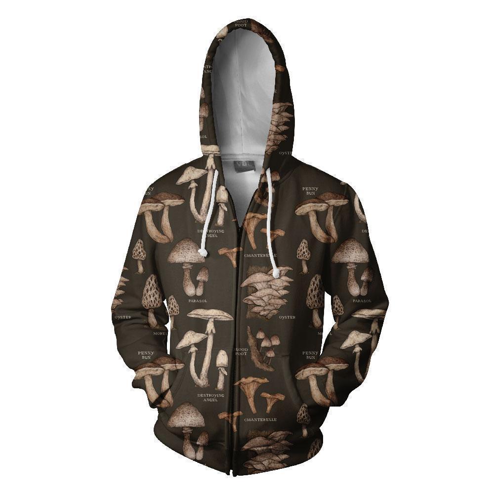 All Over Print Many mushroom-Apparel-NTH-Zipped Hoodie-S-Vibe Cosy™
