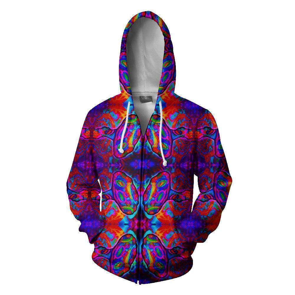 All Over Print Psilocybin Mushroom-Apparel-NTH-Zipped Hoodie-S-Vibe Cosy™