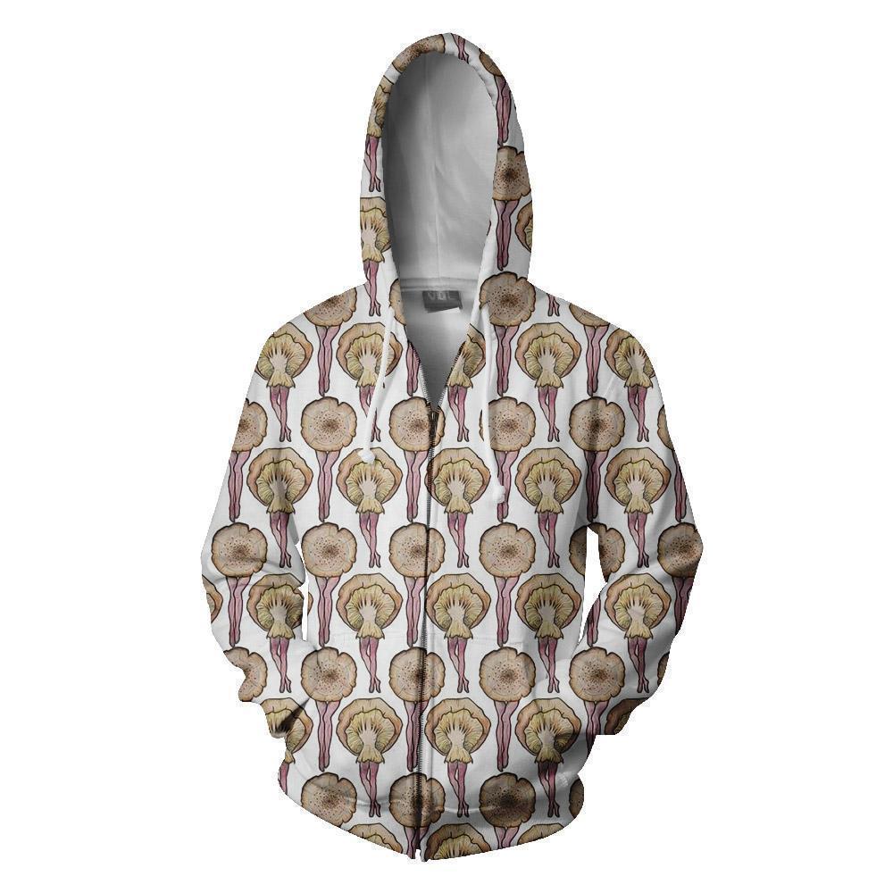 All Over Print Queen mushrooms-Apparel-NTH-Zipped Hoodie-S-Vibe Cosy™