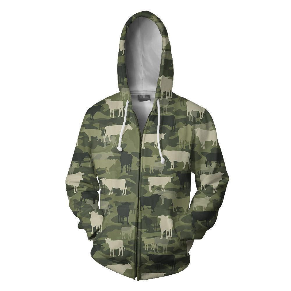 Camo Cow Farmer-Apparel-HD09-Zipped Hoodie-S-Vibe Cosy™