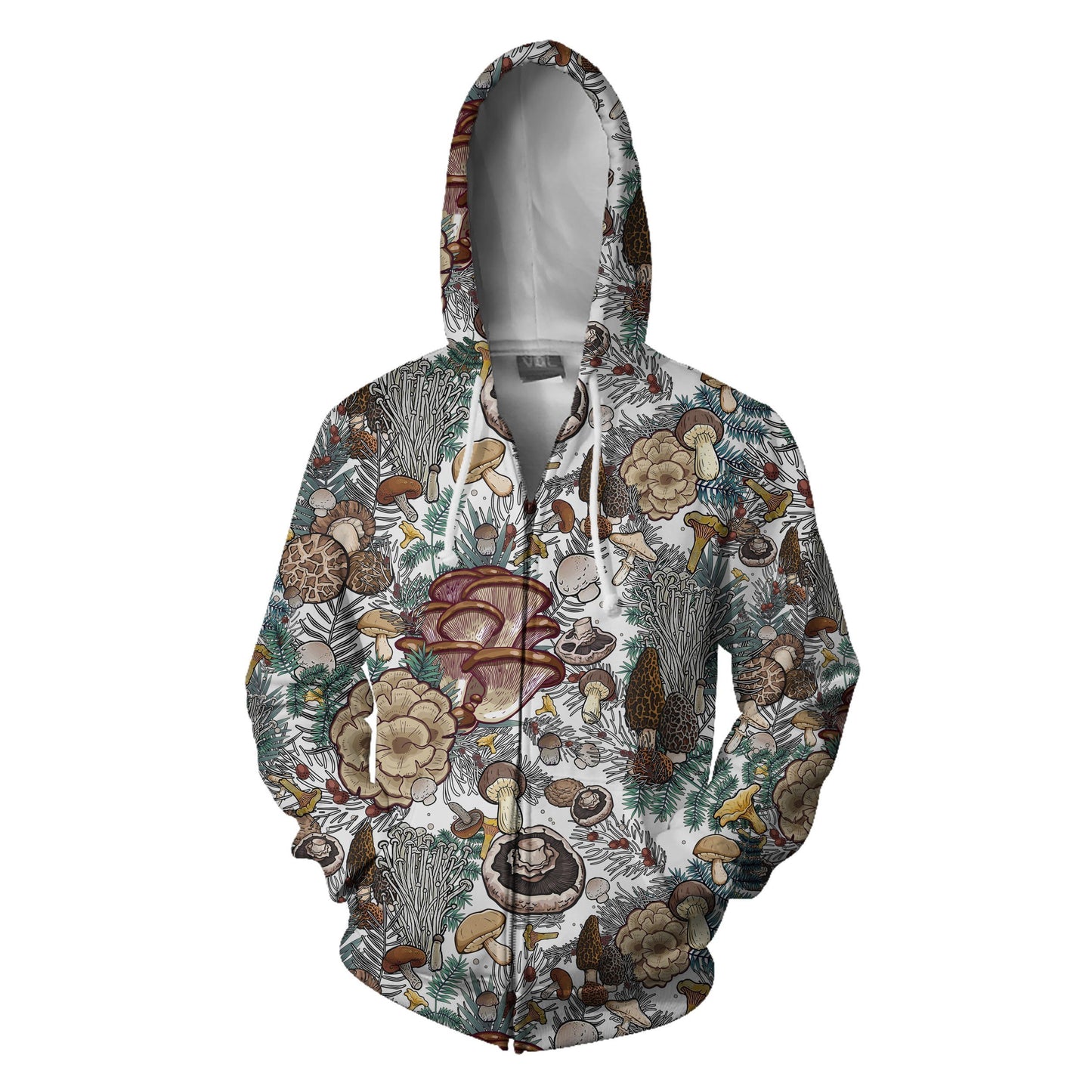 Edible Mushrooms White Hoodie-Apparel-HD09-Zipped Hoodie-S-Vibe Cosy™