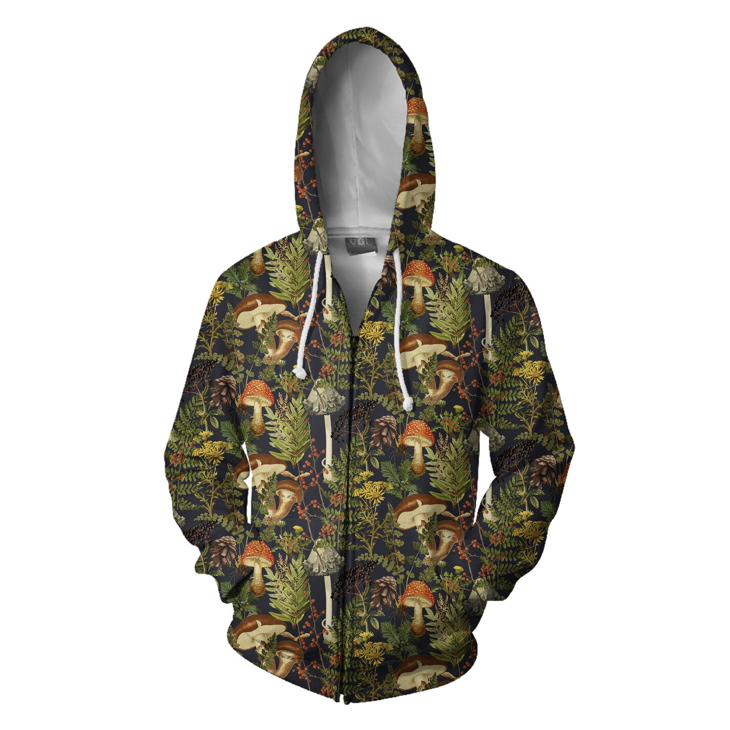 Forest Mushroom Hoodie-Apparel-NTH-Zipped Hoodie-S-Vibe Cosy™
