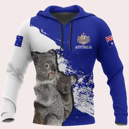Australia Koala Special Hoodie-ALL OVER PRINT HOODIES-HP Arts-Hoodie-S-Blue-Vibe Cosy™