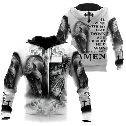 Horse And Jesus 3D All Over Printed Shirts For Men And Women TN
