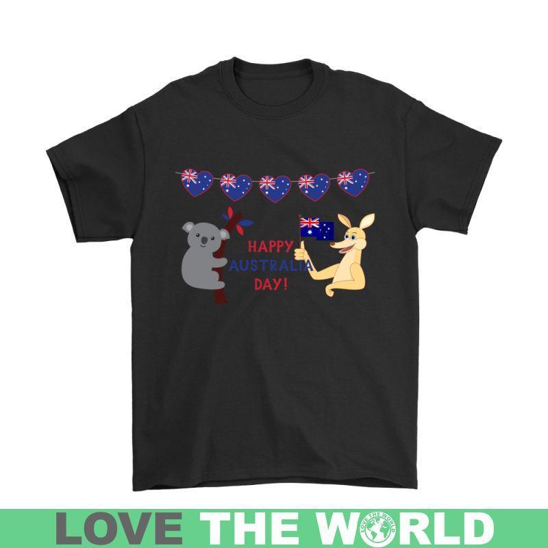 HAPPY AUSTRAILA DAY O4-T-SHIRTS-HP Arts-Gildan Mens T-Shirt-Black-S-Vibe Cosy™