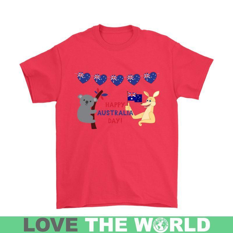 HAPPY AUSTRAILA DAY O4-T-SHIRTS-HP Arts-Gildan Mens T-Shirt-Red-S-Vibe Cosy™