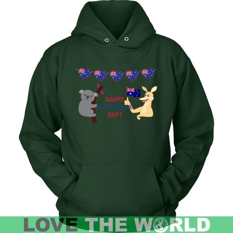 HAPPY AUSTRAILA DAY O4-T-SHIRTS-HP Arts-Unisex Hoodie-Dark Green-S-Vibe Cosy™