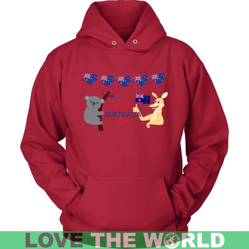 HAPPY AUSTRAILA DAY O4-T-SHIRTS-HP Arts-Unisex Hoodie-Red-S-Vibe Cosy™