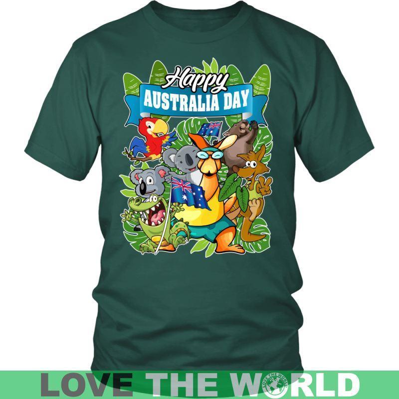 HAPPY AUSTRALIA DAY 1 T-SHIRT H5-T-SHIRTS-HP Arts-District Unisex Shirt-Dark Green-S-Vibe Cosy™