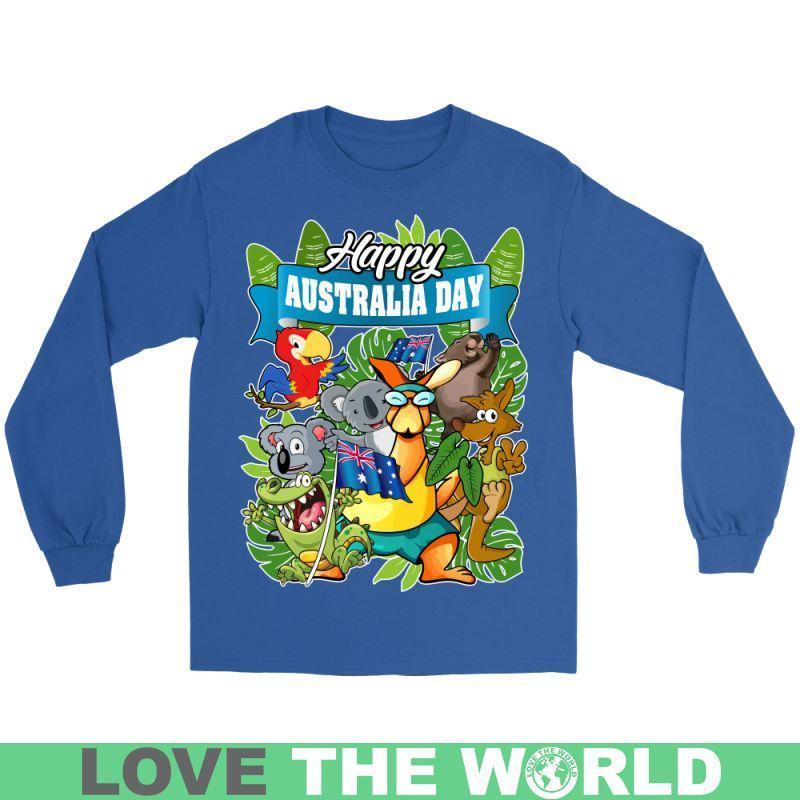 HAPPY AUSTRALIA DAY 1 T-SHIRT H5-T-SHIRTS-HP Arts-Gildan Long Sleeve Tee-Royal-S-Vibe Cosy™