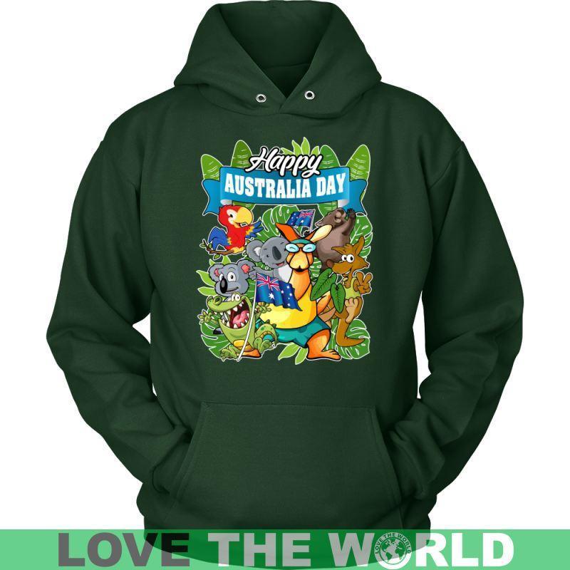HAPPY AUSTRALIA DAY 1 T-SHIRT H5-T-SHIRTS-HP Arts-Unisex Hoodie-Dark Green-S-Vibe Cosy™