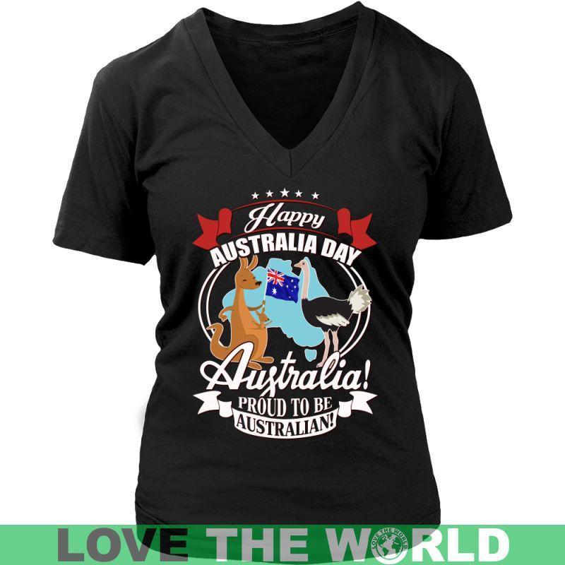 HAPPY AUSTRALIA DAY 2 T-SHIRT H5-T-SHIRTS-HP Arts-District Womens V-Neck-Black-S-Vibe Cosy™