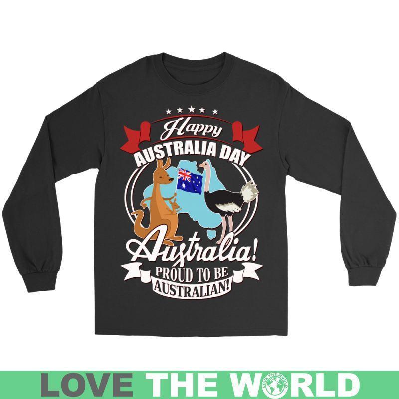HAPPY AUSTRALIA DAY 2 T-SHIRT H5-T-SHIRTS-HP Arts-Gildan Long Sleeve Tee-Black-S-Vibe Cosy™